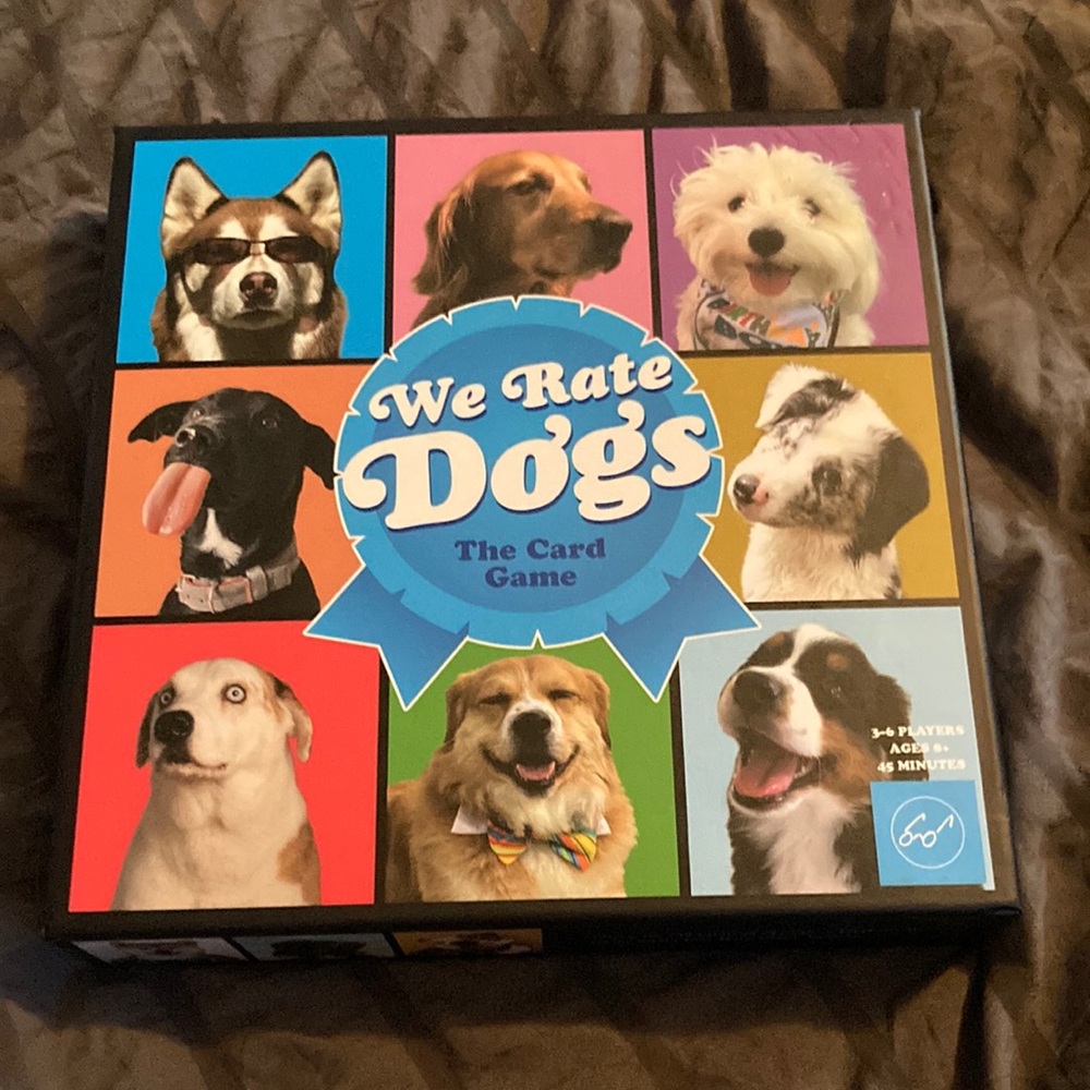 We Rate Dogs, card game,  ages eight and up 4 to 6 players